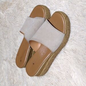 Simona Rossi Cream Platform Slide Sandals Made in Italy Size 41